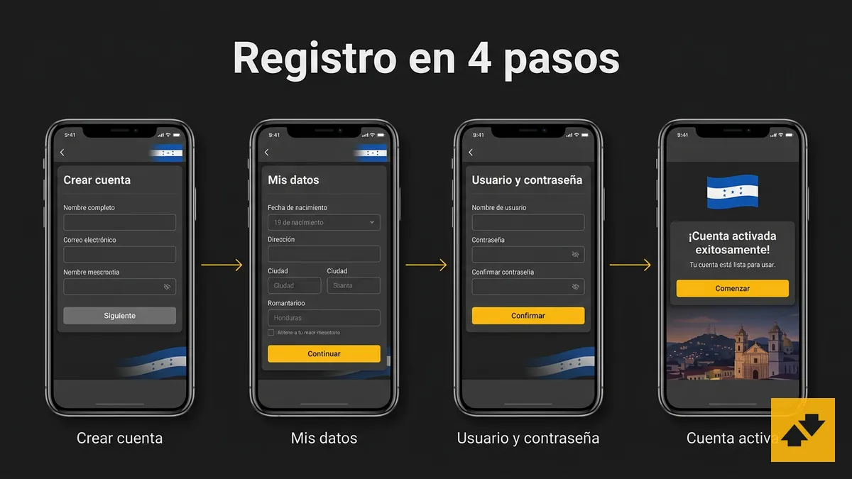 Pasos del registro en Betfair: secuencia de pantallas del formulario